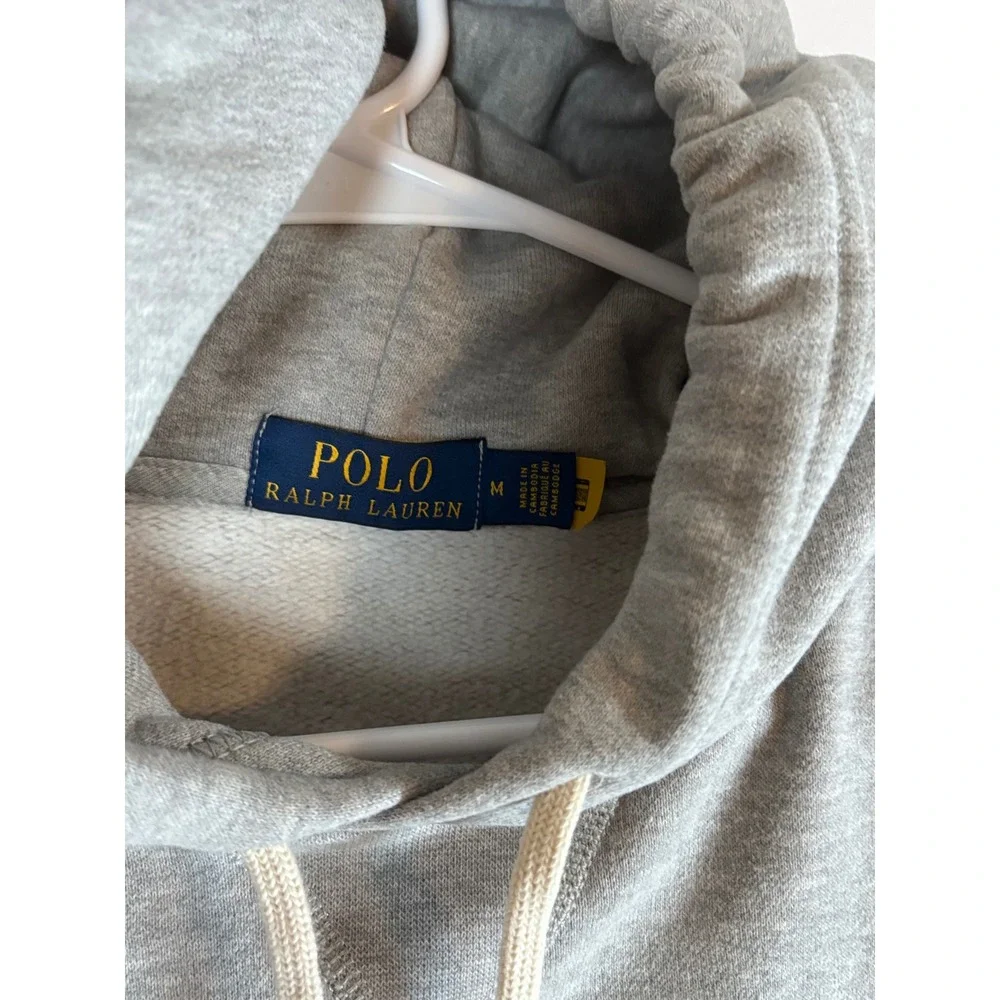 Polo Ralph Lauren Mens Heather Gray Fleece Pullover Hoodie Sweatshirt Size M